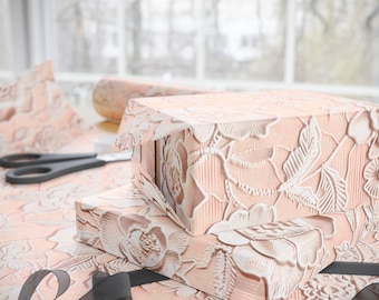 Gift Wrap Pink Floral Lace Wrapping Paper Romantic Gift Wrap for Wedding Gift Bridal Shower Gift Wrap Birthday Gift Wrap Valentines Day Gift