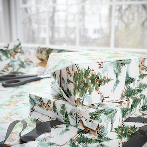 Christmas Gift Wrap Countryside Christmas Cottage Wrapping Paper for Christmas Presents Gift Wrap With Festive Design Classic Holiday Gift bild 5