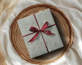 Muted Sage Gold Floral Wrapping Paper: Elegant Botanical Gift Wrap