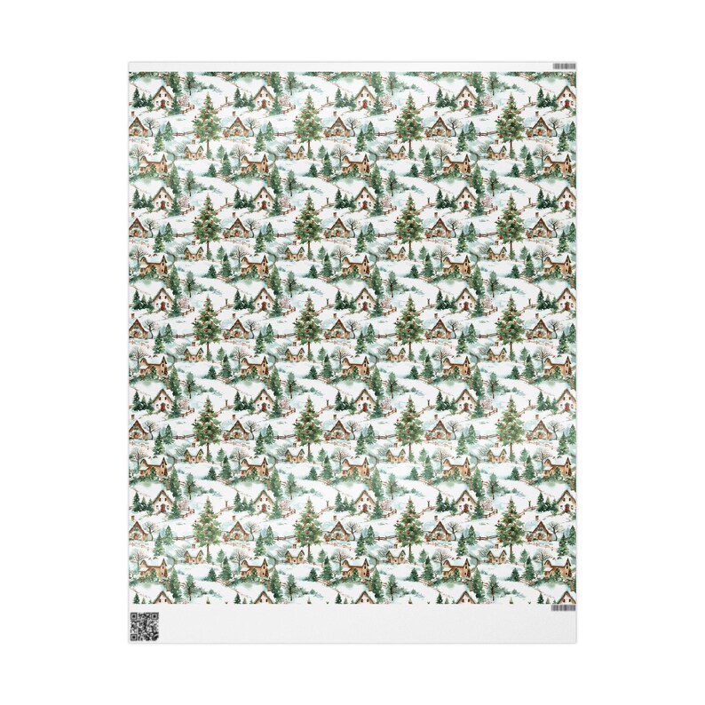 Christmas Gift Wrap Countryside Christmas Cottage Wrapping Paper for Christmas Presents Gift Wrap With Festive Design Classic Holiday Gift bild 4