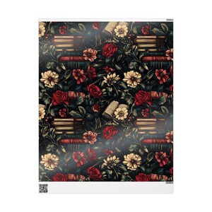 Vintage Gift Wrap - Books and Gothic Floral Design for Book Lovers image 3