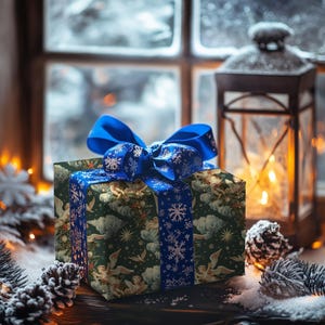 Carta da regalo natalizia con cherubini celesti, carta da regalo per regali di Natale, carta da regalo con design festivo, regalo classico per le feste immagine 9