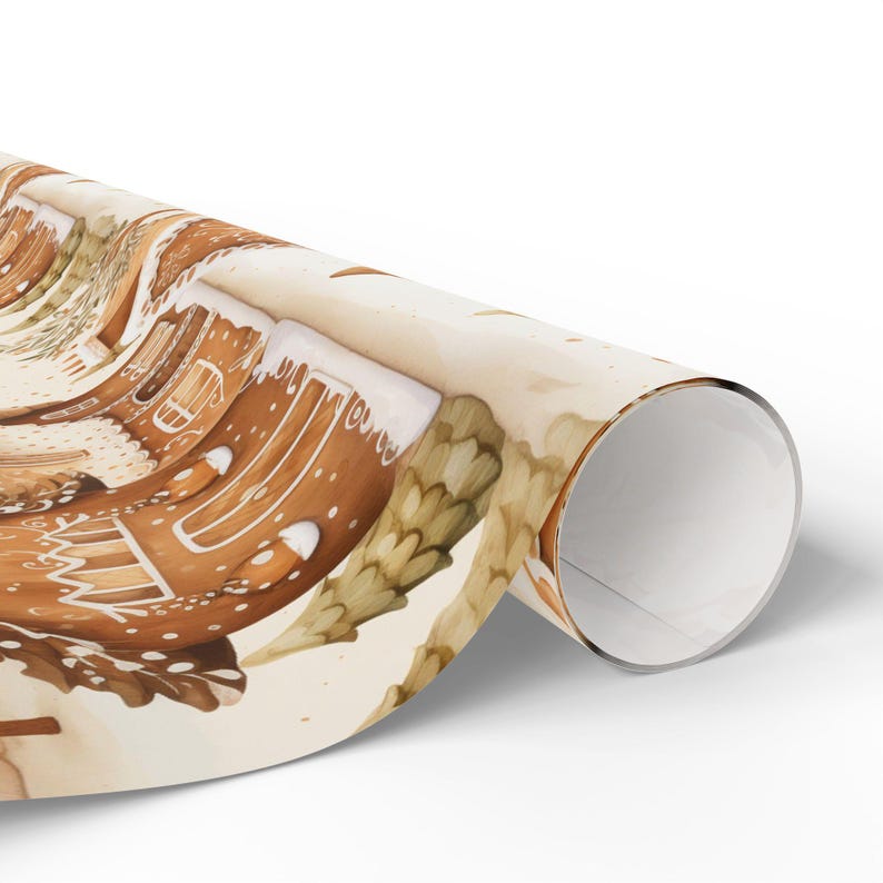 Nostalgic Gingerbread House Gift Wrap - Christmas Wrapping Paper with Charming Vintage Design image 3