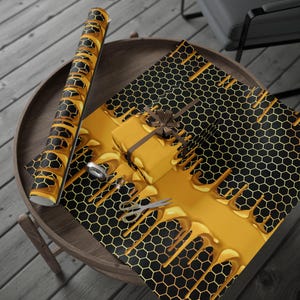 Honeycomb Wrapping Paper Honey Bee Gift Wrap Birthday Bee Lover Gift Wrap Beekeeper Wrapping Paper Decorative Bee Wrapping Paper Glamorous