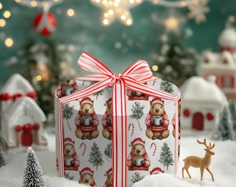 Capybara Christmas Gift Wrap -  Charming Holiday Wrapping Paper