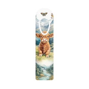 Highland Cow Meadow Aluminum Bookmark: Nature Lover Gift