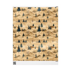 Papel de regalo de pino nevado: papel de regalo navideño rústico para envolver regalos de invierno. imagen 2