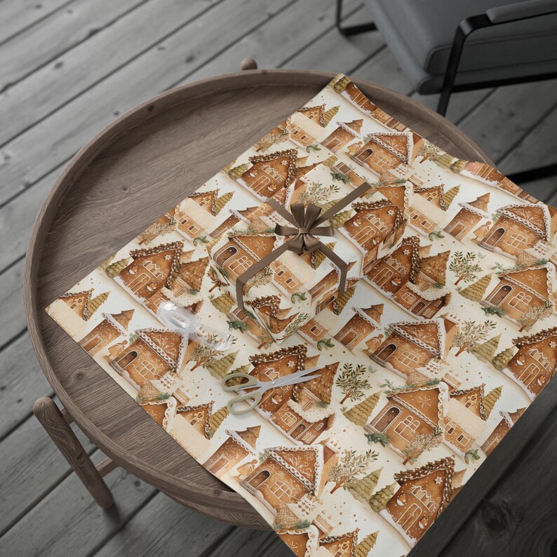 Nostalgic Gingerbread House Gift Wrap - Christmas Wrapping Paper with Charming Vintage Design image 6
