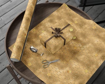 Golden Honeycomb Wrapping Paper -  Bee Themed Gift Wrap for all Occasions