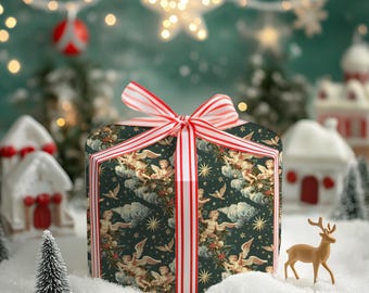 Christmas Gift Wrap Heavenly Cherubs Holiday Wrapping Paper for Christmas Presents Gift Wrap With Festive Design Classic Holiday Gift