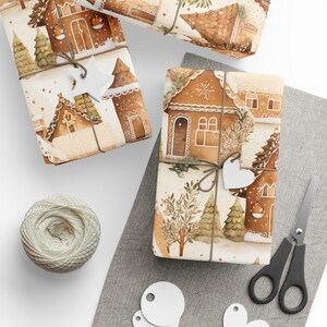 Nostalgic Gingerbread House Gift Wrap - Christmas Wrapping Paper with Charming Vintage Design image 5