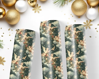 Vintage Angel Christmas Wrapping Paper – Classic Cherub Gift Wrap | 2, 3, or 5 Roll Bundle