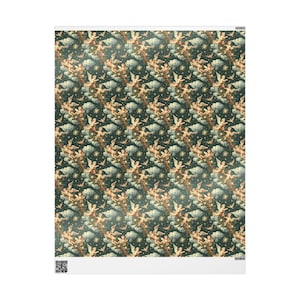 Carta da regalo natalizia con cherubini celesti, carta da regalo per regali di Natale, carta da regalo con design festivo, regalo classico per le feste immagine 10