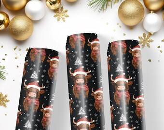 Christmas Highland Cow Wrapping Paper – Adorable Farmhouse Gift | 2, 3, or 5 Roll Bundle