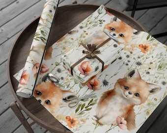 Baby Woodland Fox Gift Wrap for Baby Shower