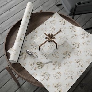Gift Wrap White Wedding Flowers Wrapping Paper for Wedding Gift Bridal Shower Gift Wrap Romantic Floral Wrapping Paper Bride Anniversary
