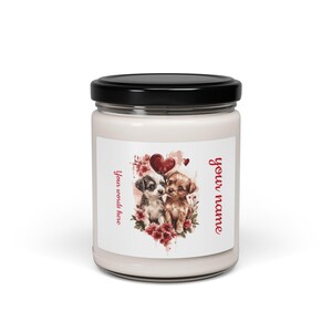 Personalized Scented Soy Candle, Cozy Home Décor, Pet Lover Gift, Unique Valentine&#39;s Day, Heartwarming Decor, Custom Candle for Her
