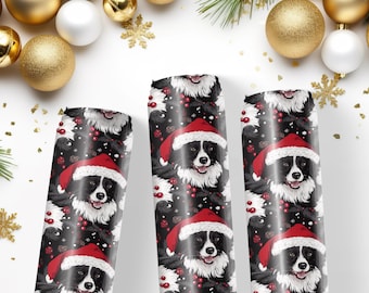 Border Collie Christmas Wrapping Paper – Dog Gift Wrap | 2, 3, or 5 Roll Bundle