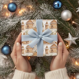 Nostalgic Gingerbread House Gift Wrap - Christmas Wrapping Paper with Charming Vintage Design image 8