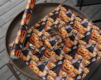 Vintage Pumpkin Halloween Gift Wrap