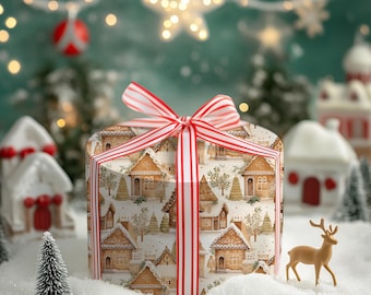 Nostalgic Gingerbread House Gift Wrap - Christmas Wrapping Paper with Charming Vintage Design