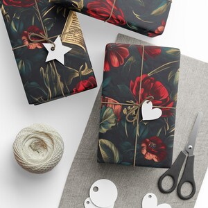 Vintage Gift Wrap - Books and Gothic Floral Design for Book Lovers image 6