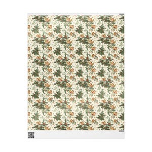Christmas Angel Gift Wrap - Vintage Holiday Wrapping Paper with Holly and Stars image 10