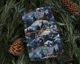 Winter Wonderland Mountains Holiday Wrapping Paper for Christmas Presents