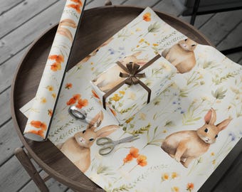 Watercolor Baby Bunny Gift Wrap for Baby Showers or Kids Birthdays