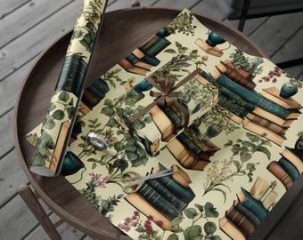 Book Lover Wrapping Paper: Books and Plants