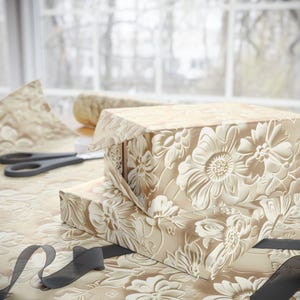 Gift Wrap Elegant Floral Ivory Wrapping Paper for Wedding or Birthday Gift Wrap Romantic Flowers Wrapping Paper Elegant Floral Gift Wrap