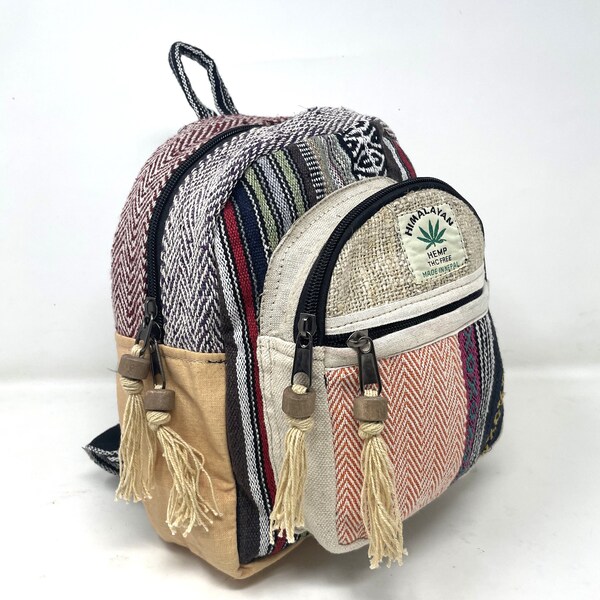 Himalayan Pure Hemp Mini Backpack with Tassels