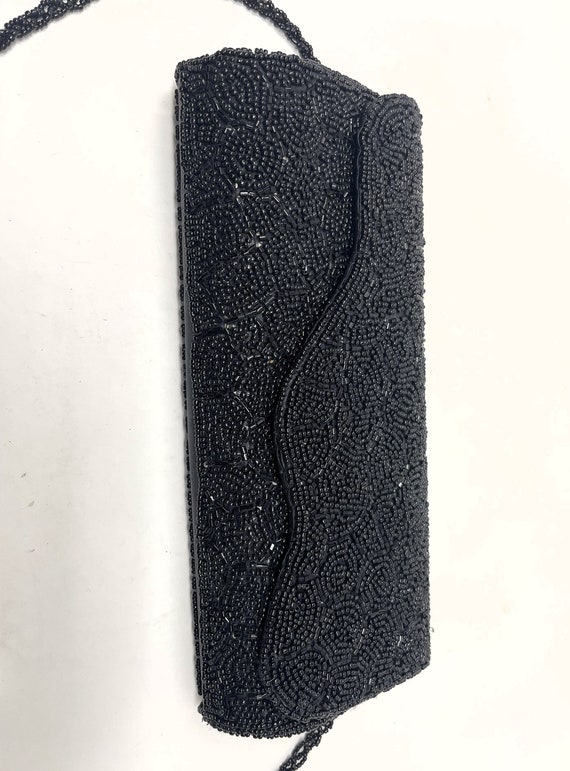 New Bejoux Terner Black Beaded Purse Clutch - image 5