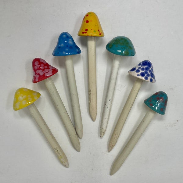 ceramic mushroom indoor/outdoor garden decoration stake (1 pc)