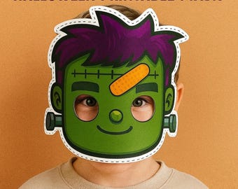 Máscara de Frankenstein imprimible: disfraz de Halloween para niños (descarga digital)