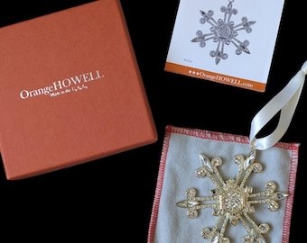Orange Howell 2011 Stellar Legacy Snowflake Ornament USA Christmas Silver Tone