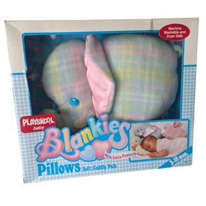 Vintage Playskool Baby Blankies Pillow Snuzzles Elephant New Plaid Plush Rare 87