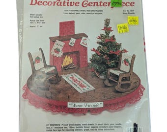 Vintage NMI Decorative Centerpiece Craft Kit 1674 Warm Fireside New Country Xmas