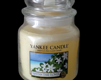 Yankee Candle Tahitian Tiare Flower New 14,5 Oz im Ruhestand Floral White Label Rare