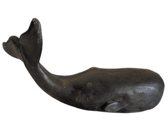 Vintage Cast Iron Whale Moby Dick Large Heavy Doorstop Ocean Nautical