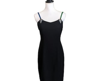 Bob Mackie Arrows of Love Mini Dress Size 8 Black 1980s Collection II Beaded 80s