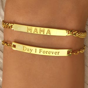 Pulsera de oro para niños, pulsera con nombre de barra para hombres, pulsera con nombre de niños y familiares, pulsera con nombre de madre e hija, pulsera de cadena de eslabones.