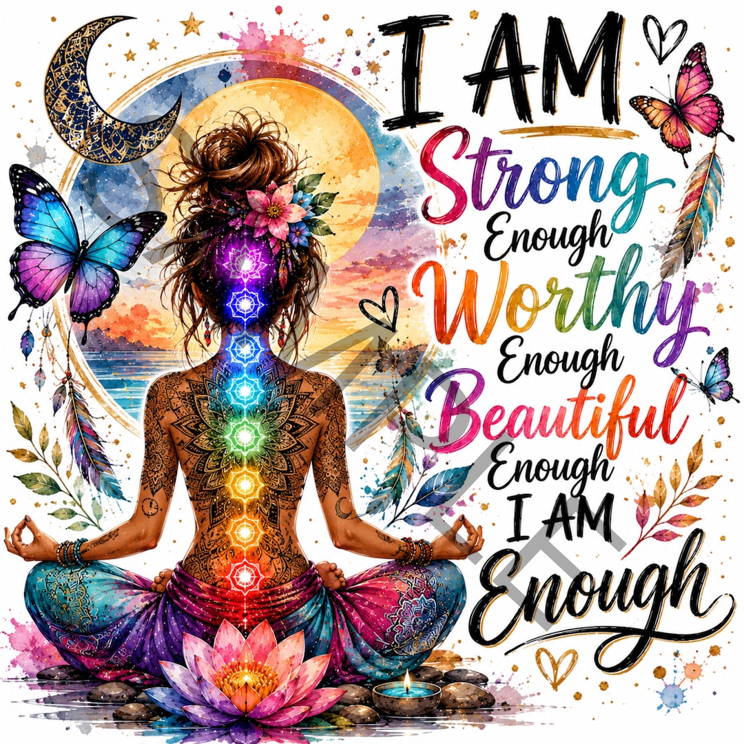 Ich bin genug PNG, spirituelle Chakra Sublimation Design, positive ...