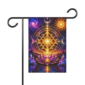 Sacred Geometry Lotus Garden Banner | Spiritual Home Flag