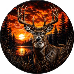 Deer Car Coaster PNG, Buck Wildlife Sublimation Design, Hunting Cup Holder Digital Download