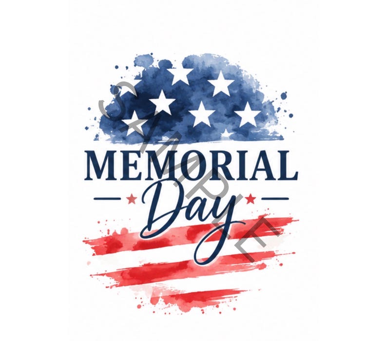 Memorial Day Flag PNG | Patriotic Sublimation Design | Red White Blue ...