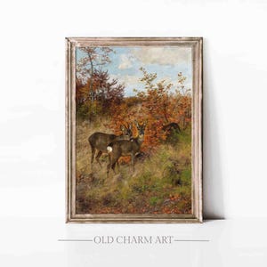 Herbst Wand Dekor druckbare Hirsch Malerei, Vintage Tierleben Druck, rustikale Herbst Dekor Kunst, Wald Kunst Poster, digitaler Download | WA174