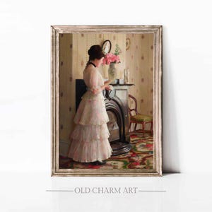 Vintage Woman Portrait Print: Cottagecore Farmhouse Art (Digital Download)