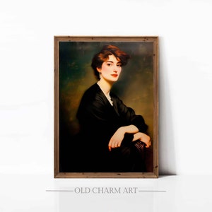 Vintage Woman Portrait Art Print: Antique Cottage Decor (Digital Download)