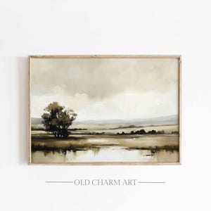 Vintage Fall Landscape Oil Painting: Rustic Autumn Decor (Digital Print